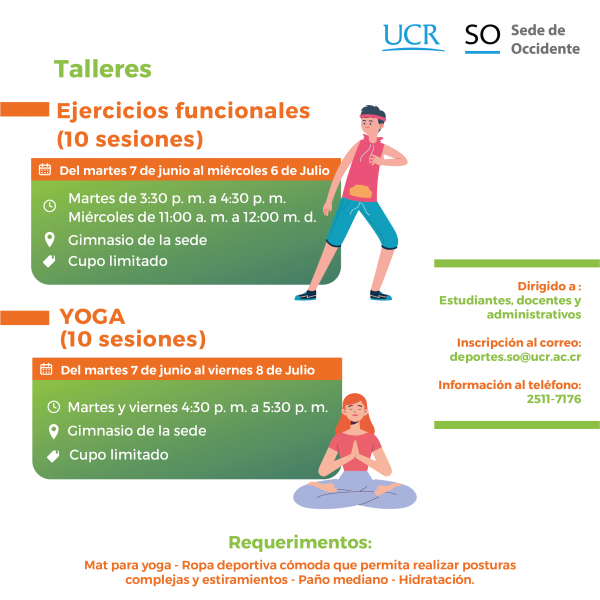 Invitación a toda la comunidad universitaria a participar de los talleres de yoga y funcionales