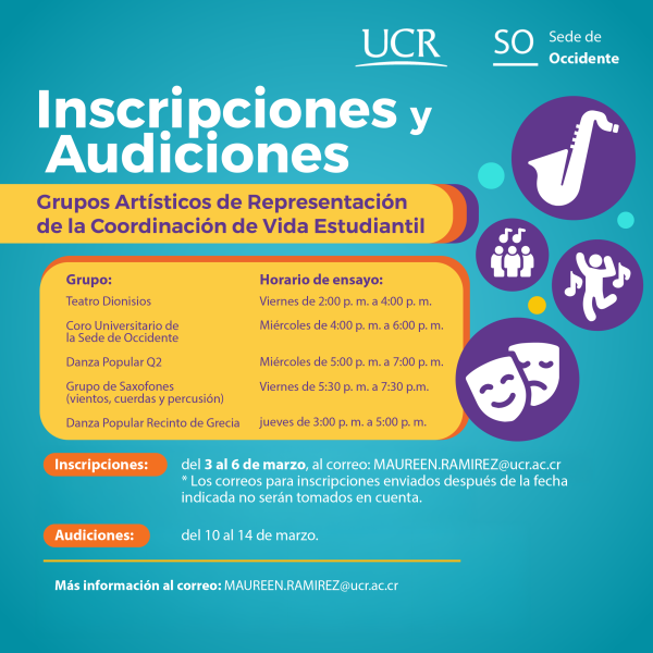 Inscripciones y audiciones para Grupos Artísticos de Representación